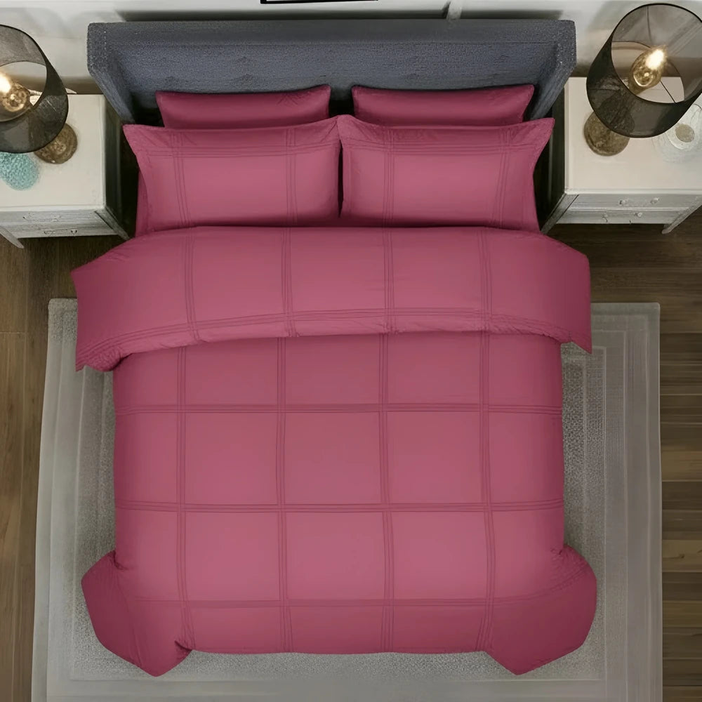 Box Pleated Duvet Set - Pink