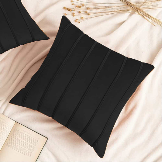 Pack of 2 Velvet Decorative Square Cushion - Black