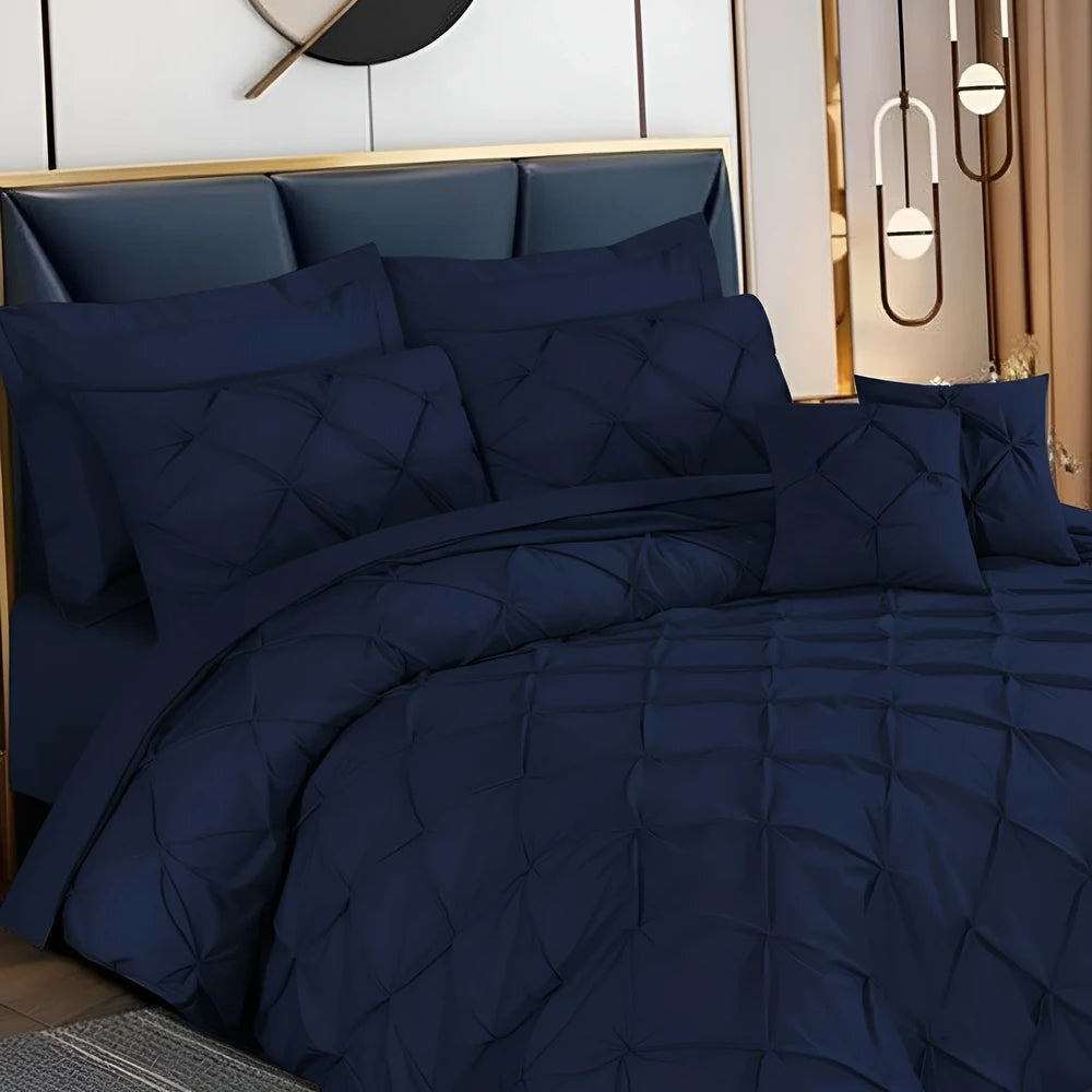 Pintuck Duvet Set - Navy Blue