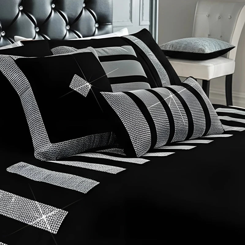 Sequence Lace Duvet Cover Set – Black