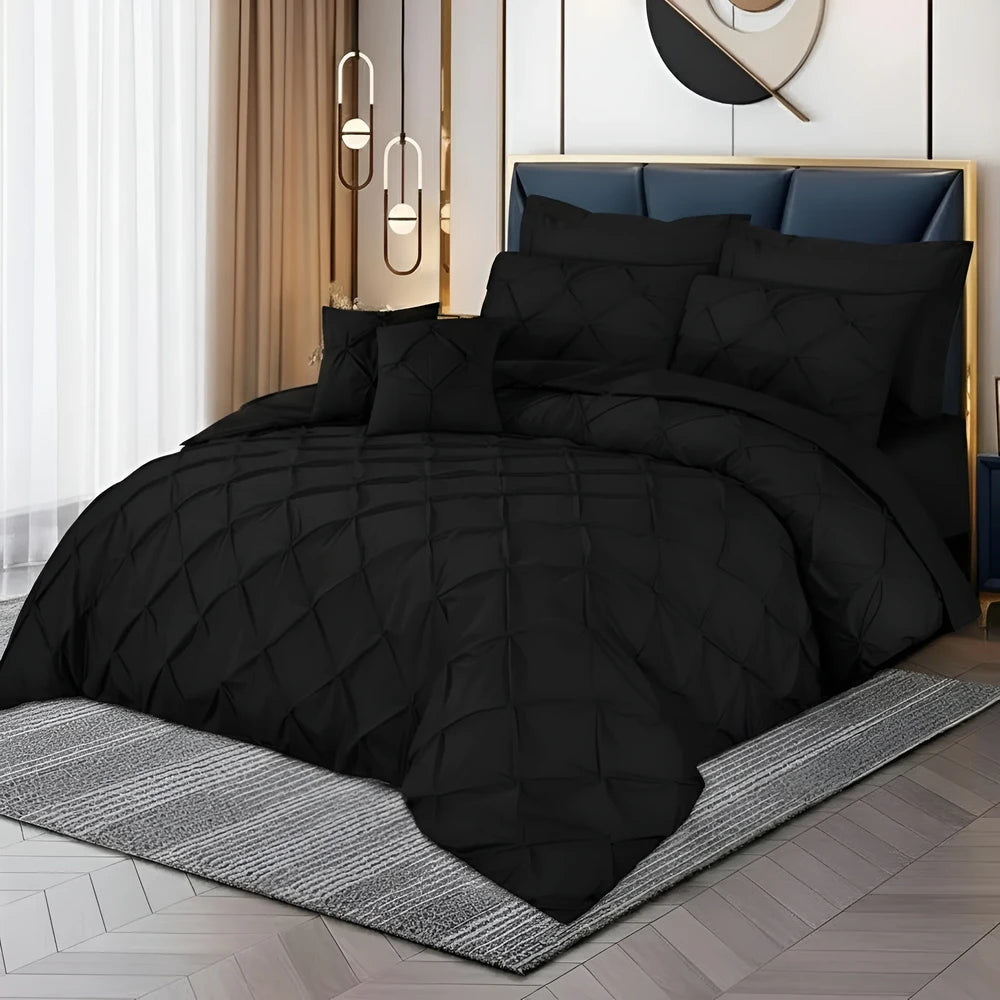 Pintuck Duvet Set - Black