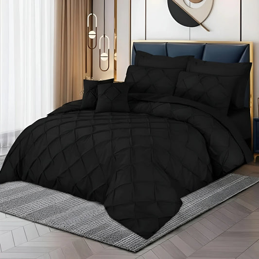 Pintuck Duvet Set - Black