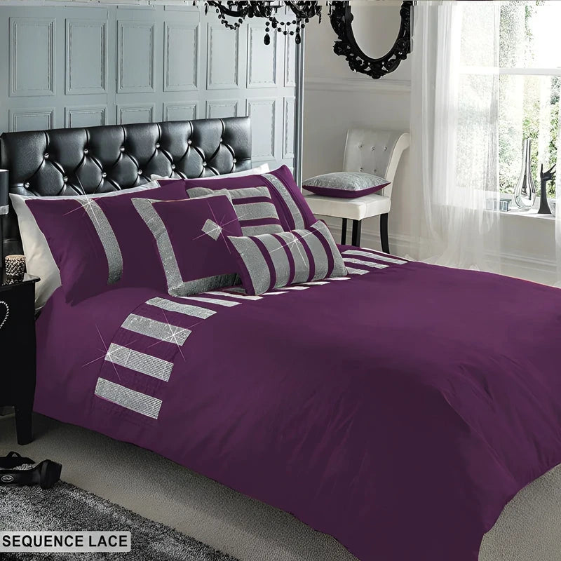 Sequence Lace Duvet Cover Set – Purple