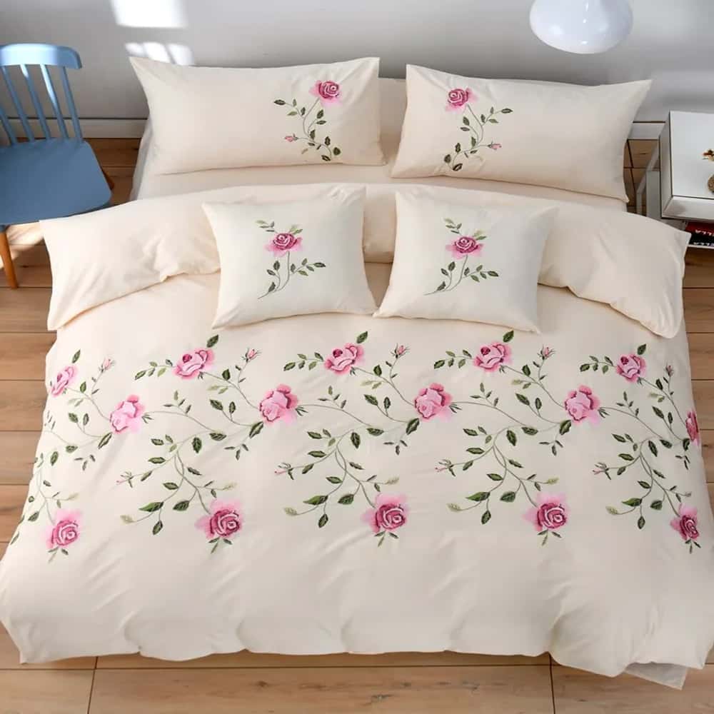 Luxury Embroidered Duvet Set _ Beige