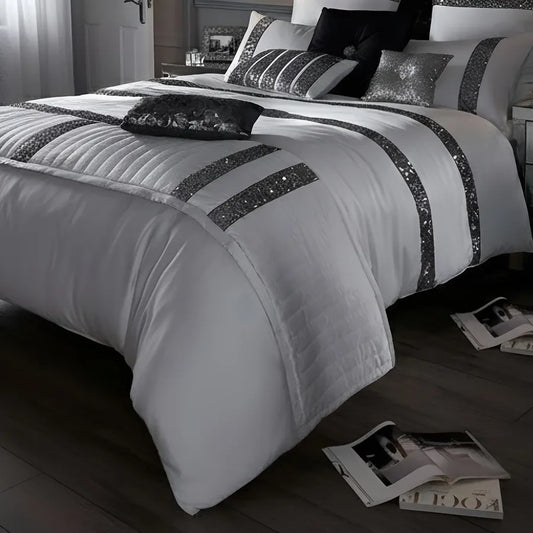 Elegant Look White Bridal Quilt Set - 12 Pieces Set with Free Quilt Filling