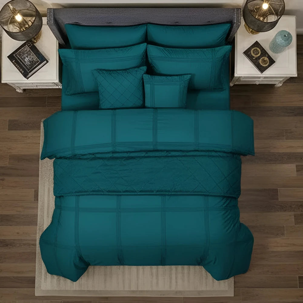 Box Pleated Duvet Set - Teal