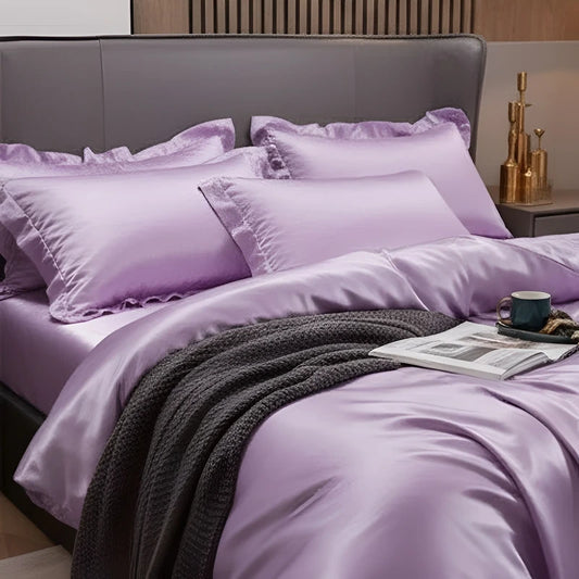 Luxurious Silk Duvet Set - pastel purple