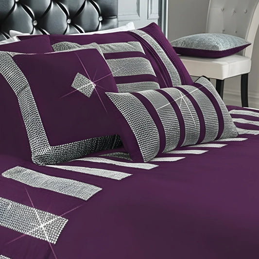 Sequence Lace Duvet Cover Set – Purple