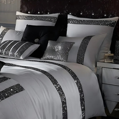 Elegant Look White Bridal Quilt Set - 12 Pieces Set with Free Quilt Filling