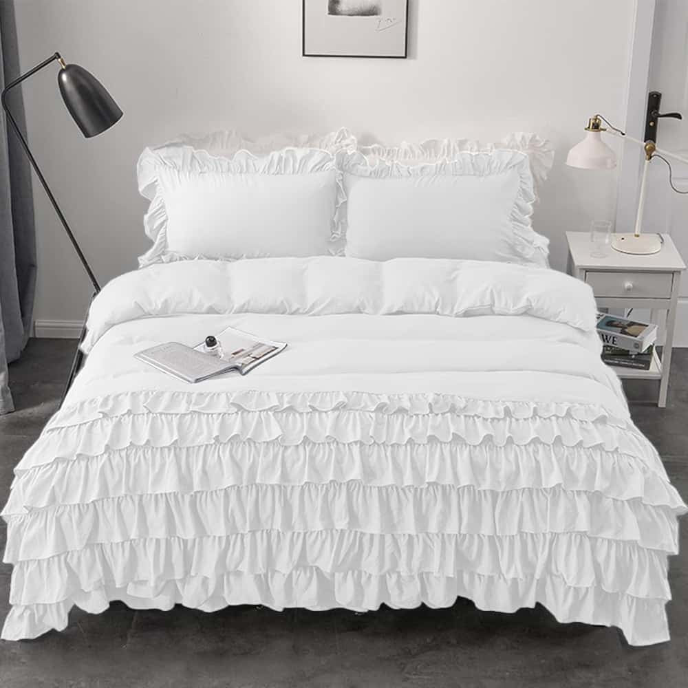 Luxury Ruffle Duvet Set 8 Pieces - White