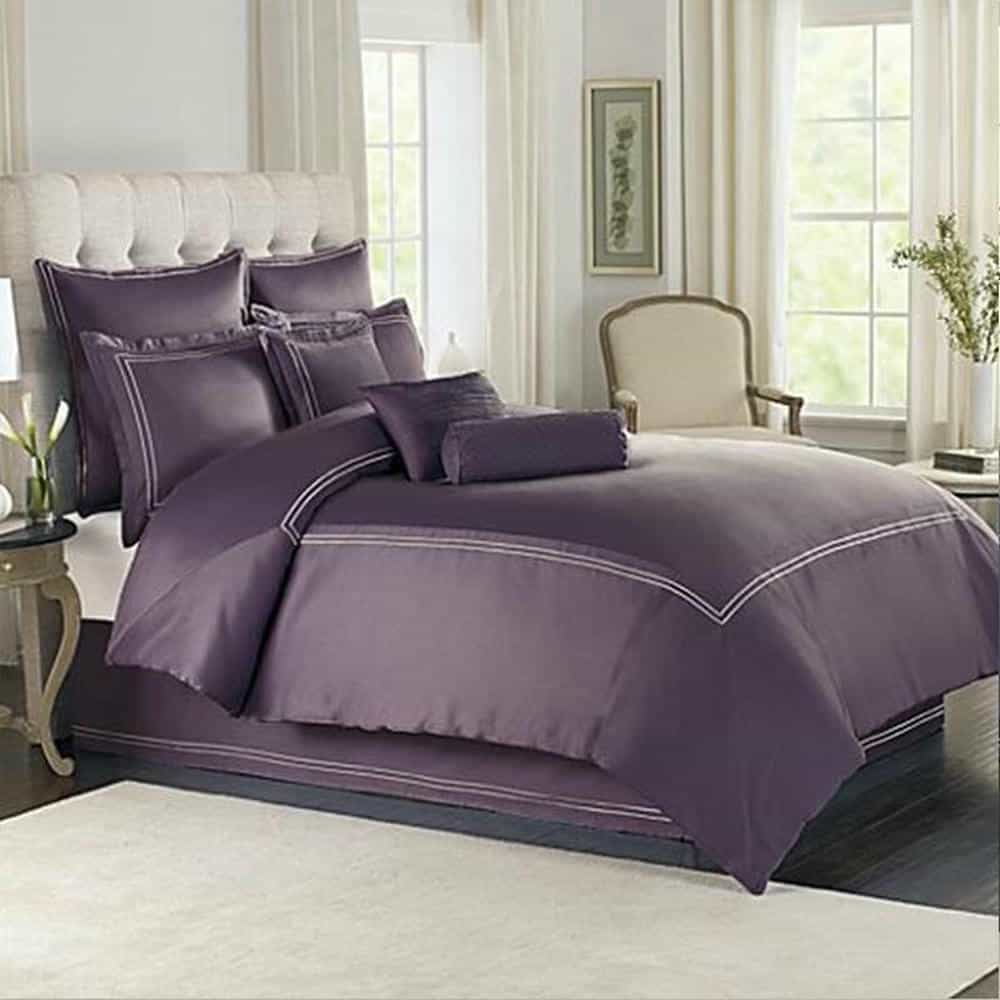 Purple Duvet Set With White Double Baratta Stitch