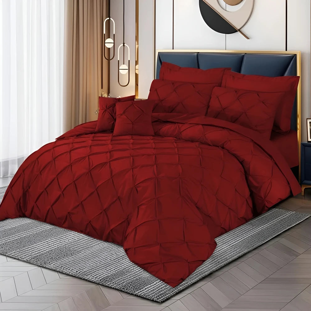 Pintuck Duvet Set - Red