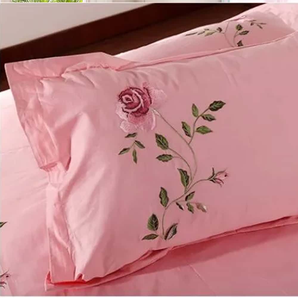 Luxury Embroidered Duvet Set _ Pink