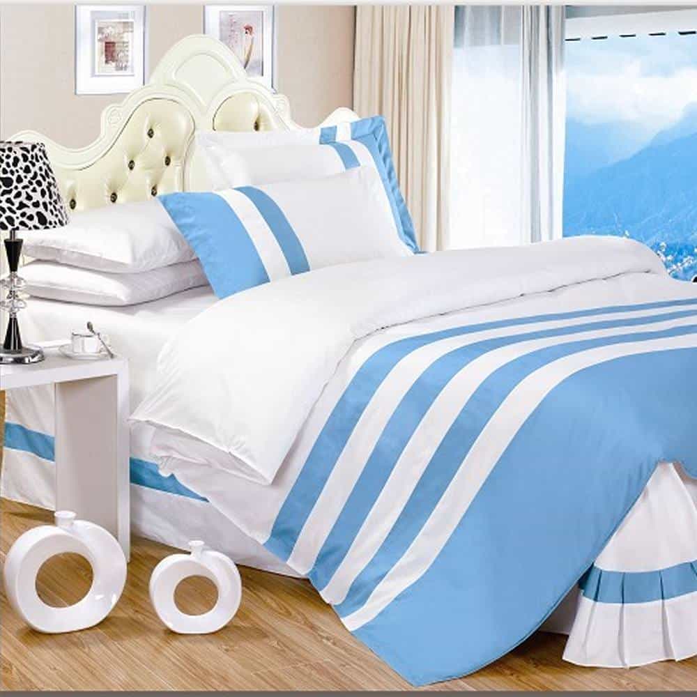 Premium Stripe Duvet Set – Blue & White