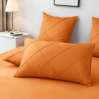 Cross Pleated Duvet Set - Orange