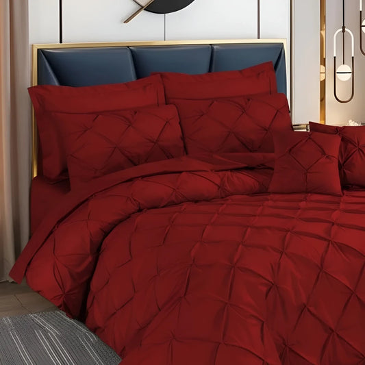 Pintuck Duvet Set - Red