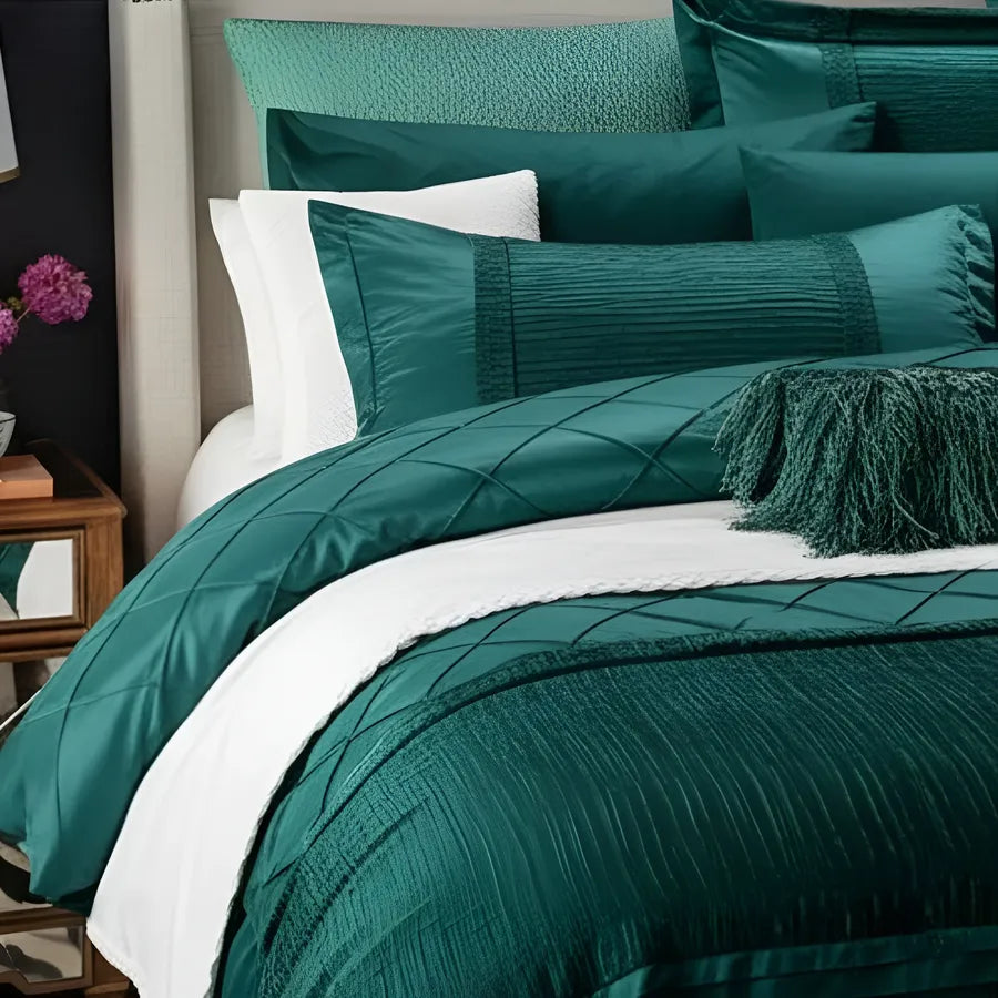 Embellish Bridal Quilt Set Green - 12 Pieces Set with Free Quilt Filling