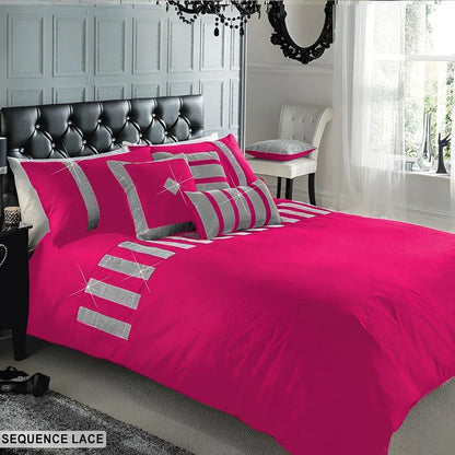 Sequence Lace Duvet Cover Set – Pink