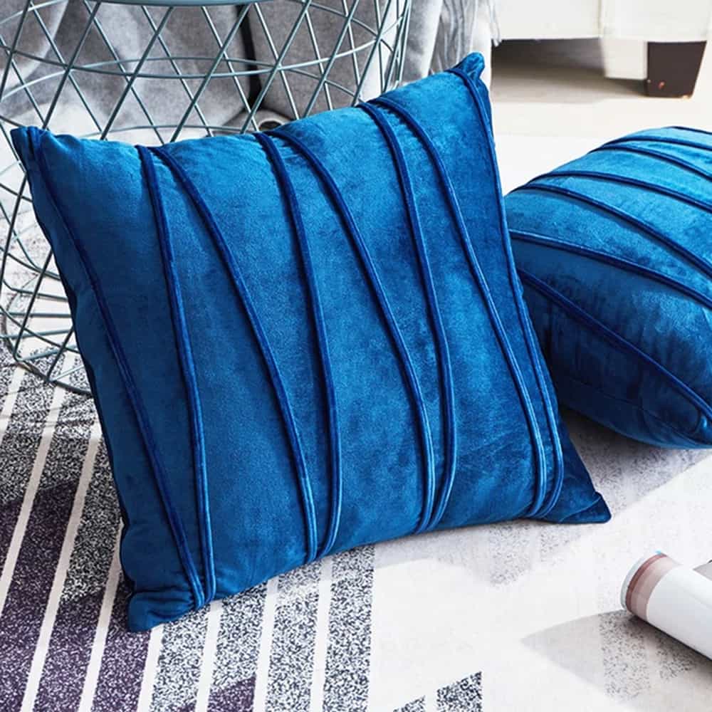 Pack of 2 Velvet Decorative Square Cushion - Navy Blue