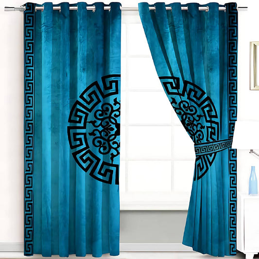 2 Pieces Premium splendid velvet curtain Panels & 2 Belts (Zinc & Black)