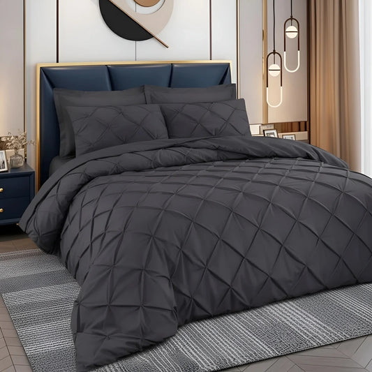 Pintuck Duvet Set - Dark Grey