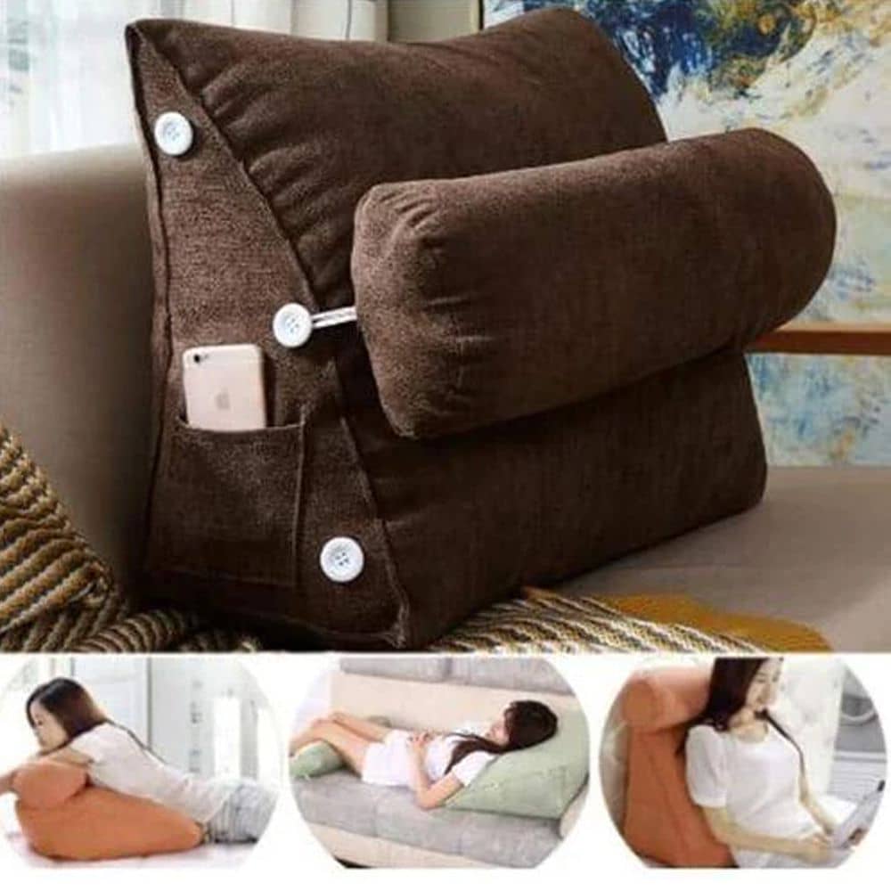 Triangular Back Rest Pillow Chocolate Brown