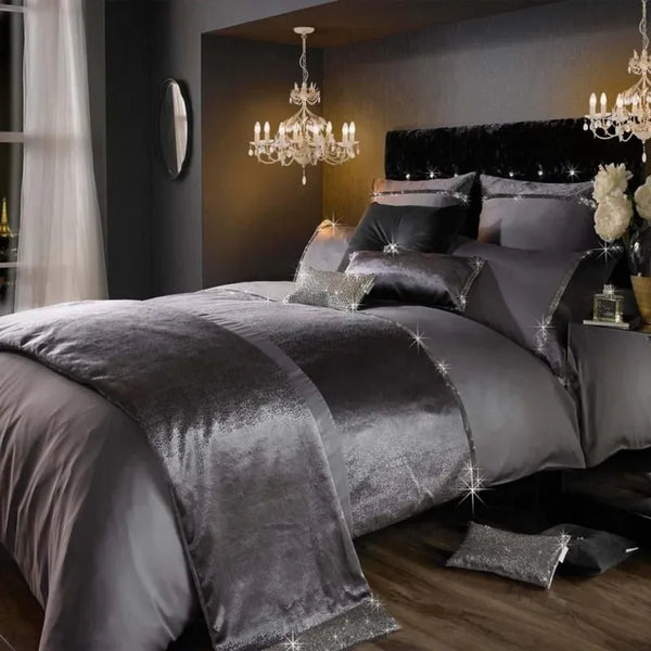 Elegant Look Grey Bridal Quilt Set - With Free Quilt Filling