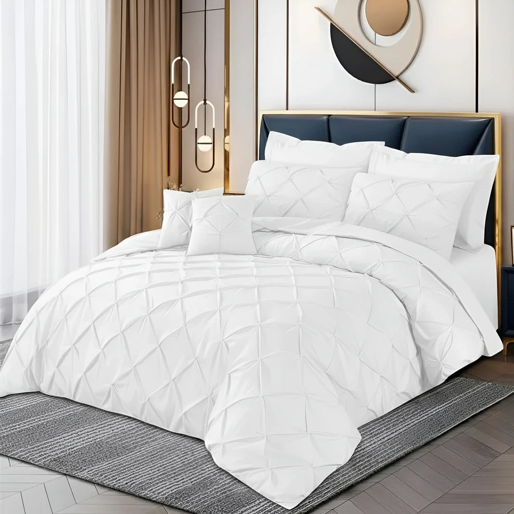 Pintuck Duvet Set - White