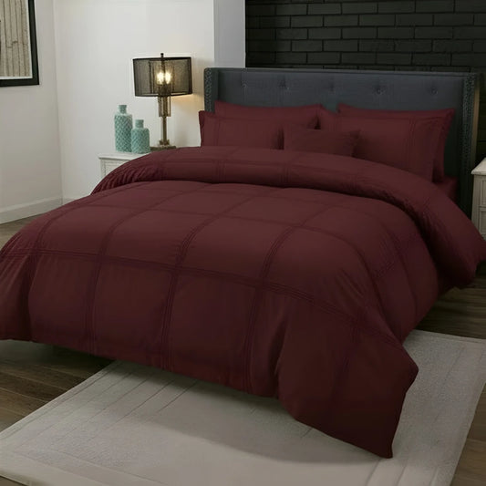 Box Pleated Duvet Set - Maroon