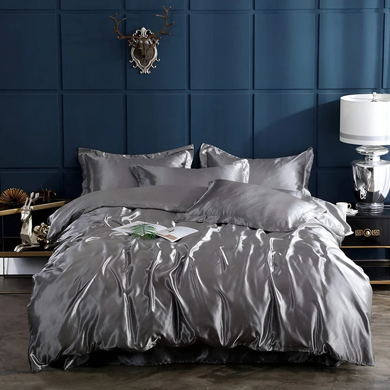 Luxurious Silk Duvet Set - Grey