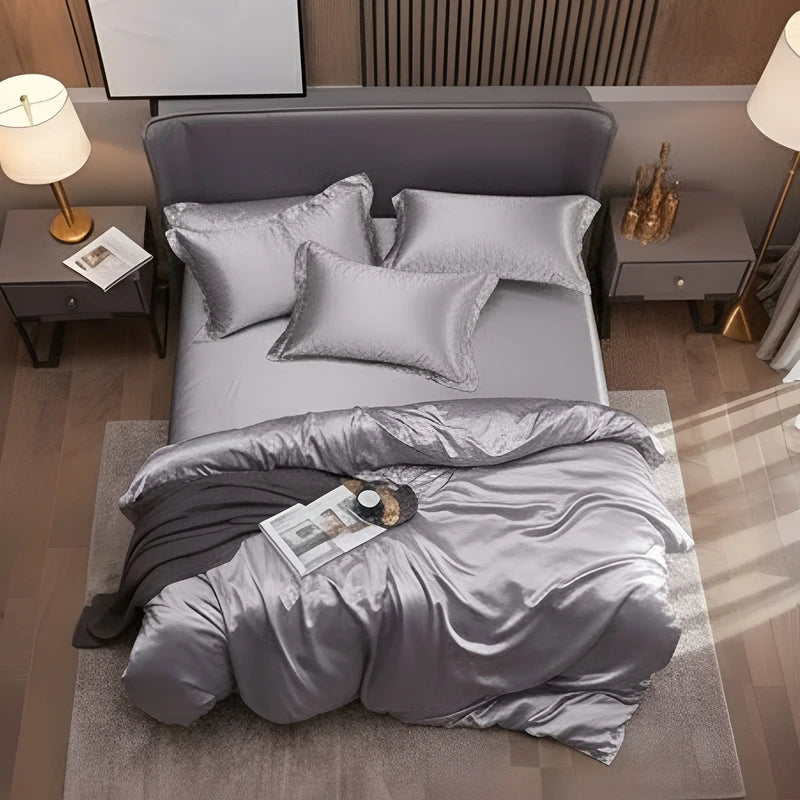 Luxurious Silk Duvet Set - Grey