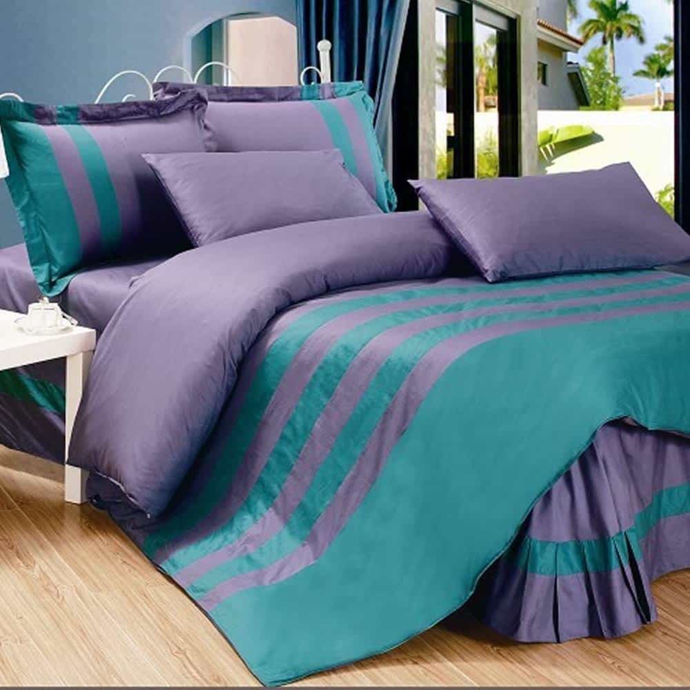 Premium Stripe Duvet Set – Purple & Zinc