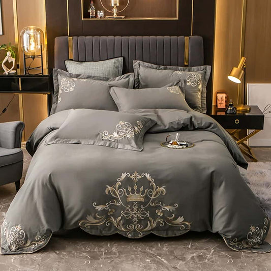 Egyption Embroidery Duvet Set - Grey