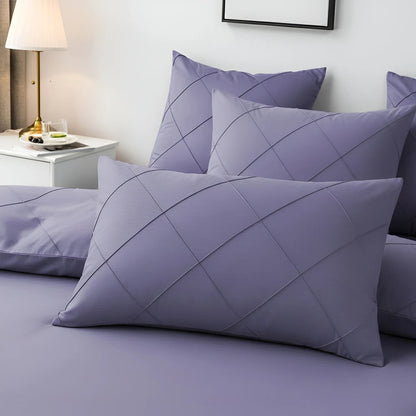 Cross Pleated Duvet Set - Light Purple