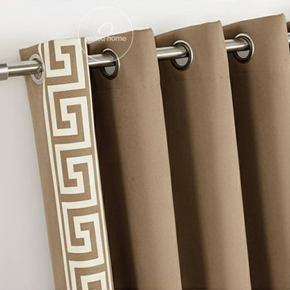 2 Pieces Premium splendid velvet curtain Panels & 2 Belts (Dull Brown & Off White)