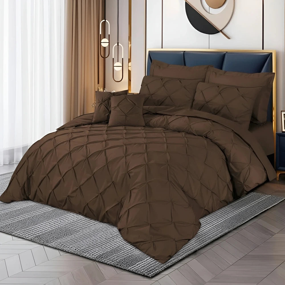 Pintuck Duvet Set - Brown