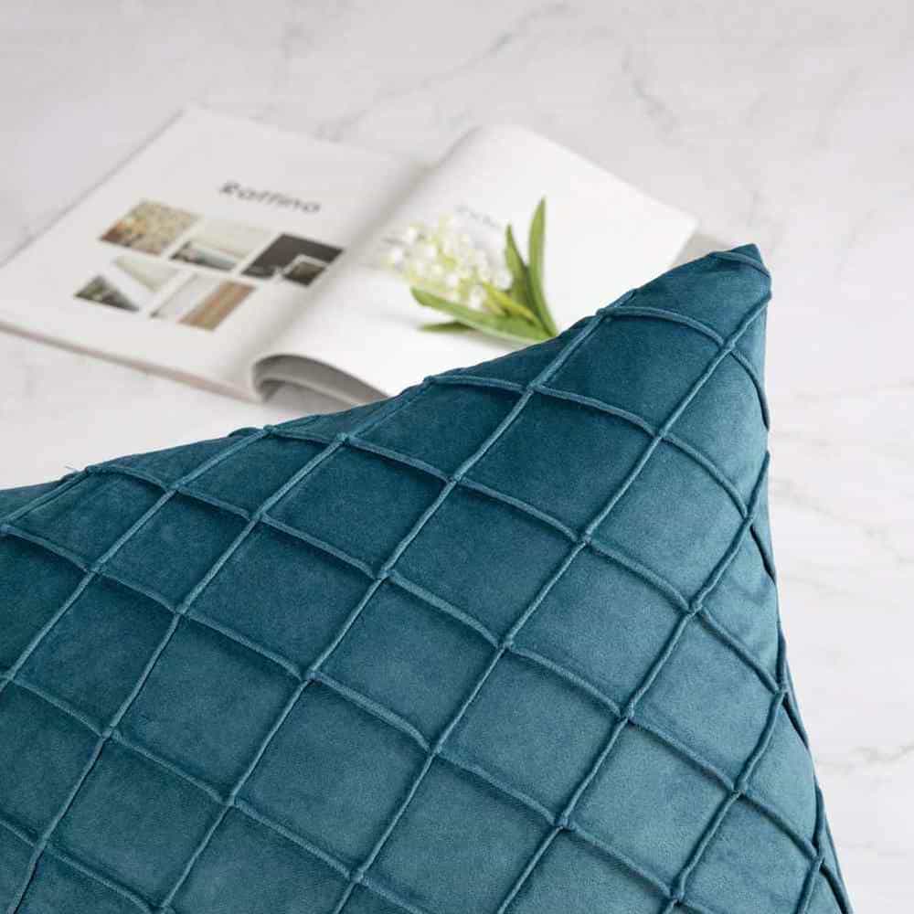 Pack of 2 Velvet Decorative Pleated Square Cushion - Zinc