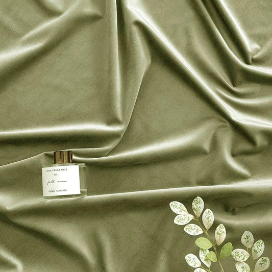 2 Pieces Plain Dyed Velvet Eyelet Curtains - Mint Green