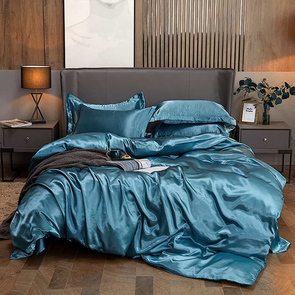 Luxurious Silk Duvet Set - Teal