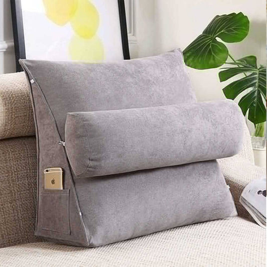 Triangular Back Rest Pillow/Cushion _ Light  Grey
