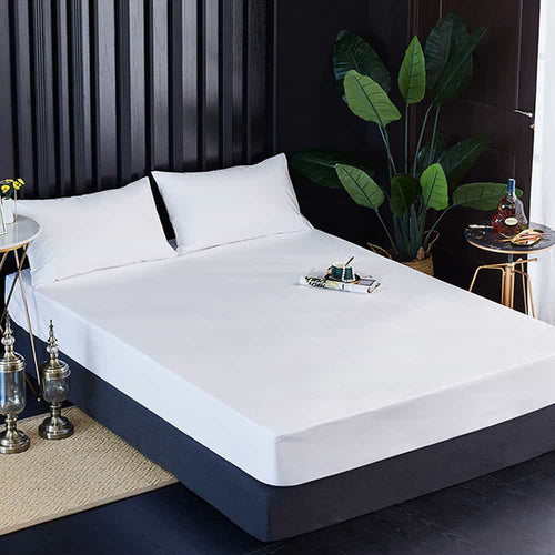 Terry Cotton Waterproof Mattress Protector - White