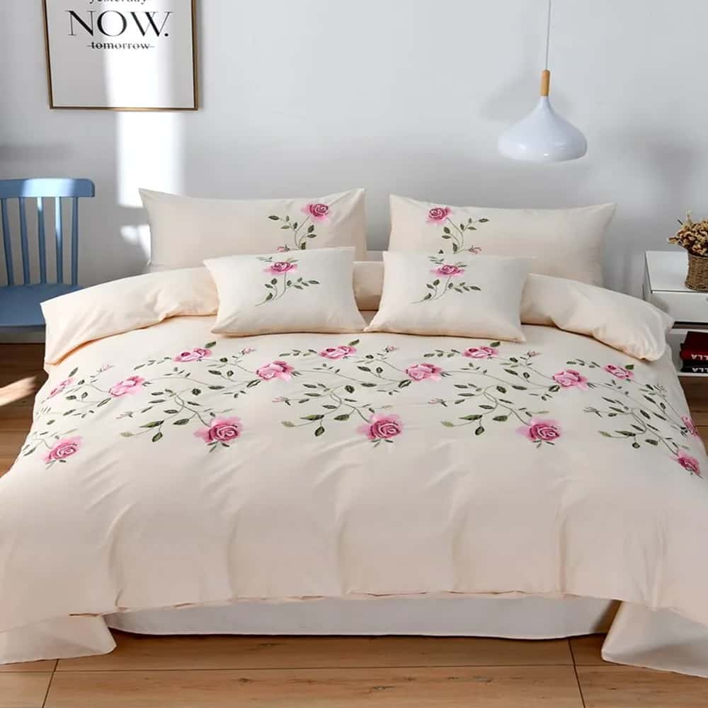 Luxury Embroidered Duvet Set _ Beige