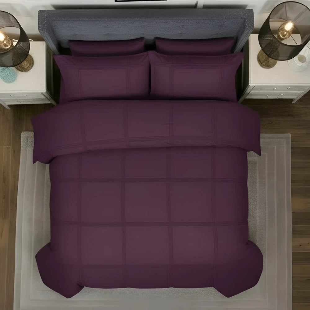 Box Pleated Duvet Set - Purple