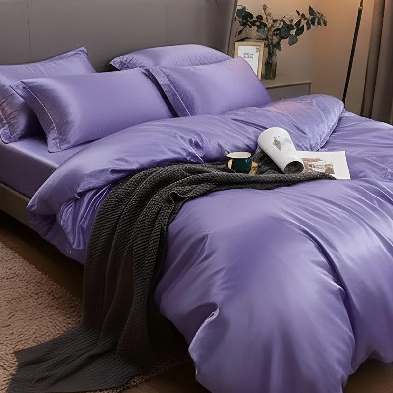 Luxurious Silk Duvet Set - Light Purple