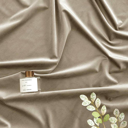 2 Pieces Plain Dyed Velvet Eyelet Curtains - Beige