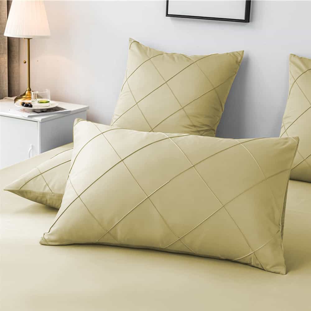 Cross Pleated Duvet Set - yellow
