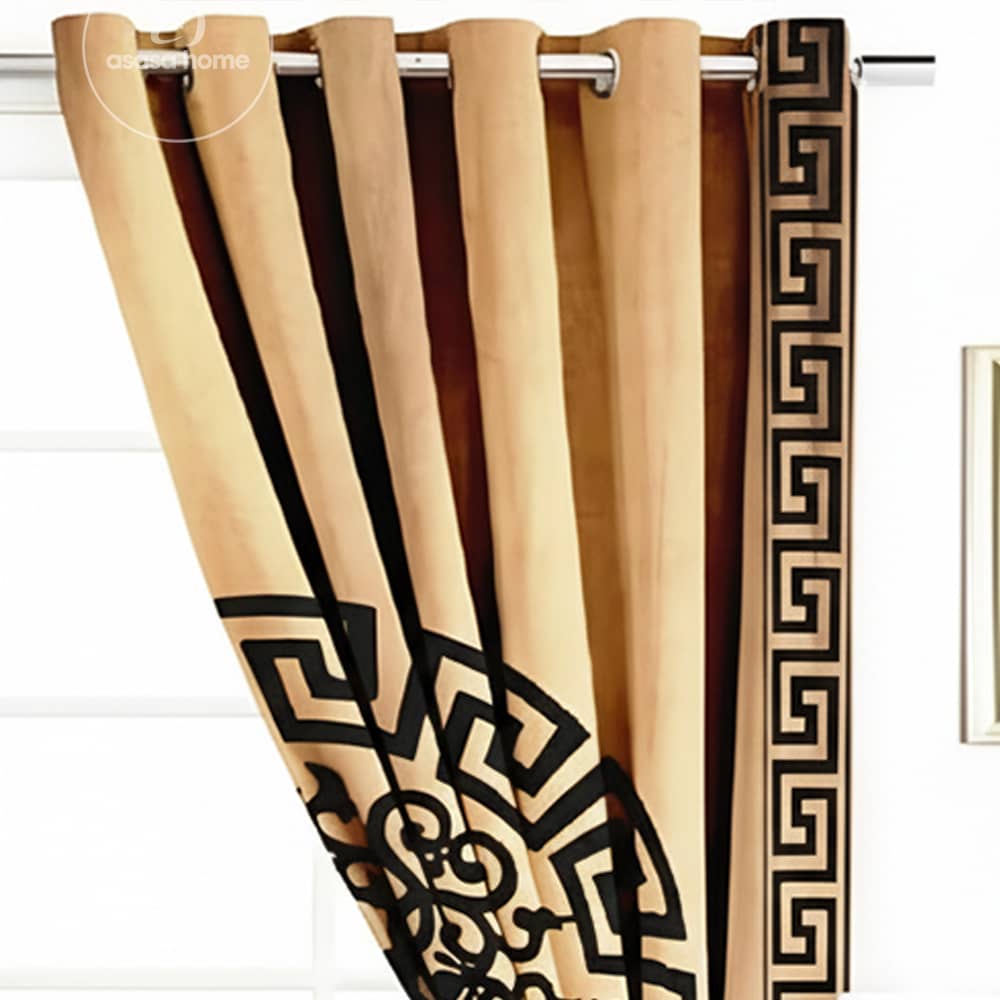 2 Pieces Premium splendid velvet curtain (Golden & Black)