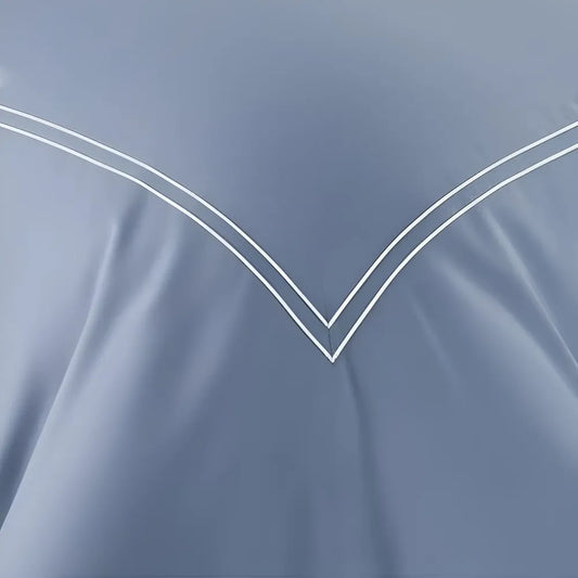 Sky Blue Duvet Set With White Double Baratta Stitch