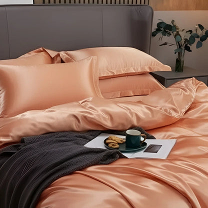 Luxurious Silk Duvet Set - Orange