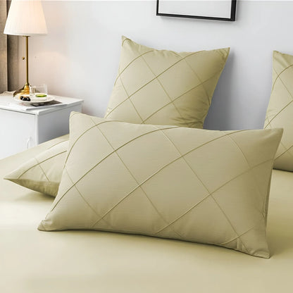 Cross Pleated Duvet Set - yellow